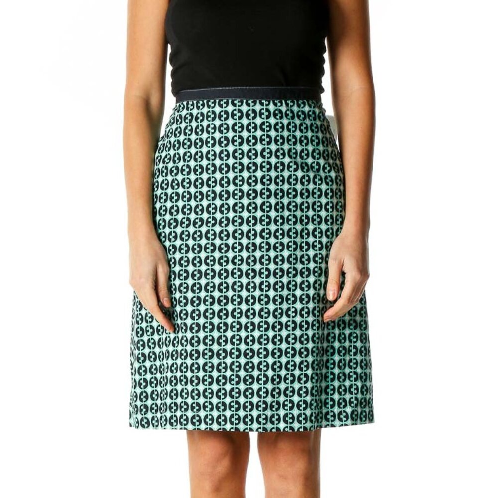 Boden Green Printed Brunch A-Line Skirt - Picture 1 of 3